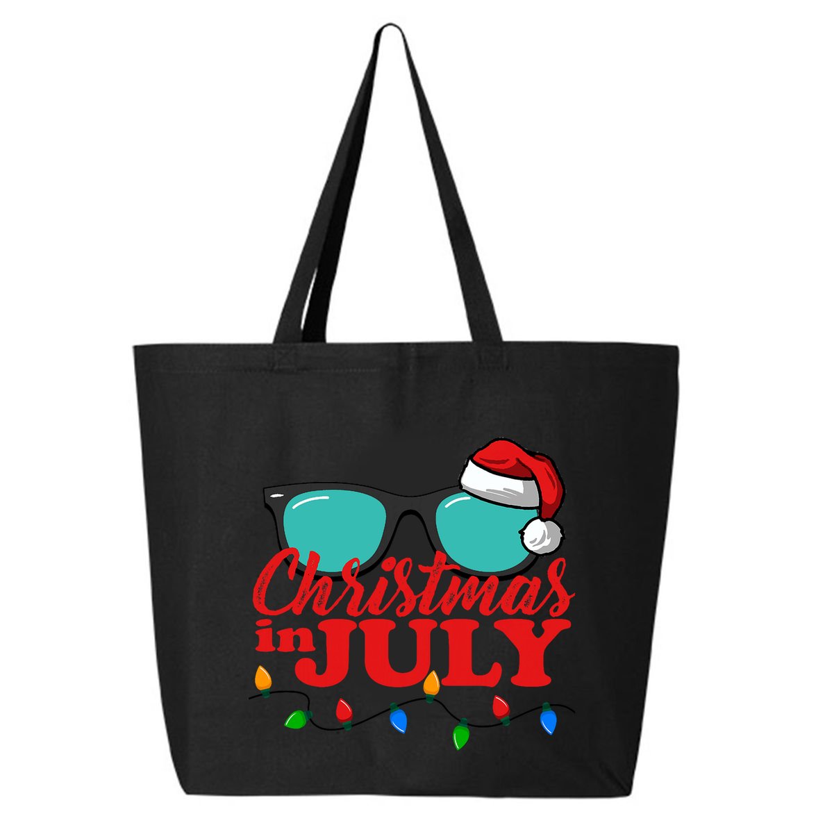 Christmas In July Santa Hat Sunglasses Summer Celebration 25L Jumbo Tote