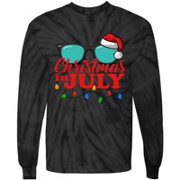 Christmas In July Santa Hat Sunglasses Summer Celebration Tie-Dye Long Sleeve Shirt