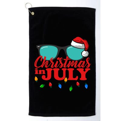Christmas In July Santa Hat Sunglasses Summer Celebration Golf Towel
