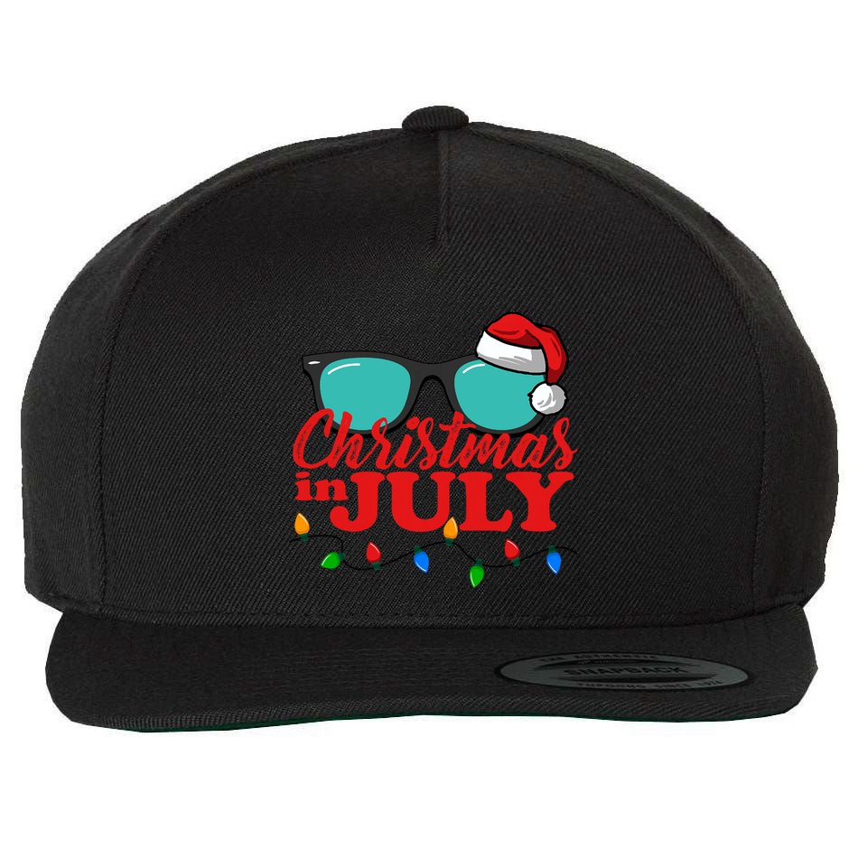 Christmas In July Santa Hat Sunglasses Summer Celebration Wool Snapback Cap