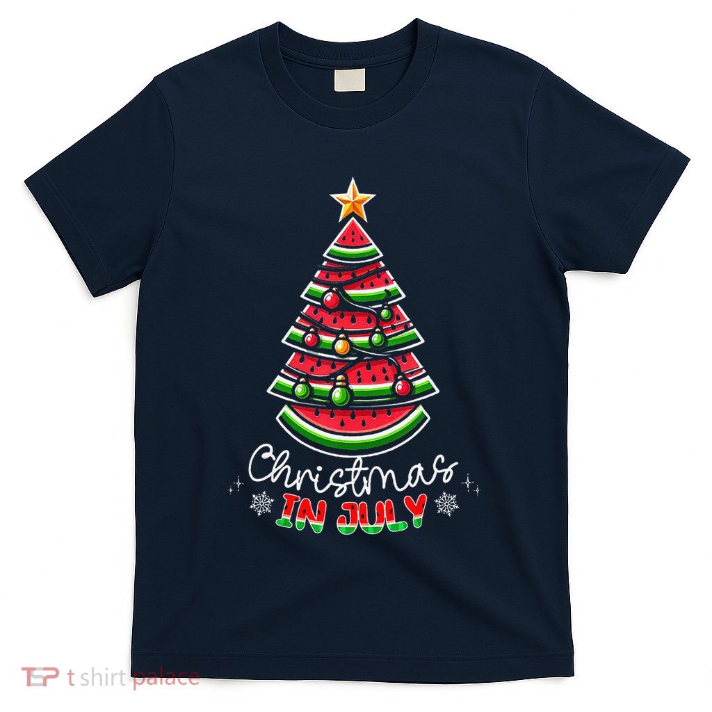 Christmas In July Watermelon Xmas Tree Summer T-Shirt