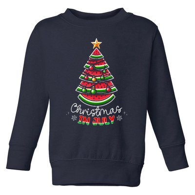 Christmas In July Watermelon Xmas Tree Summer Toddler Sweatshirt