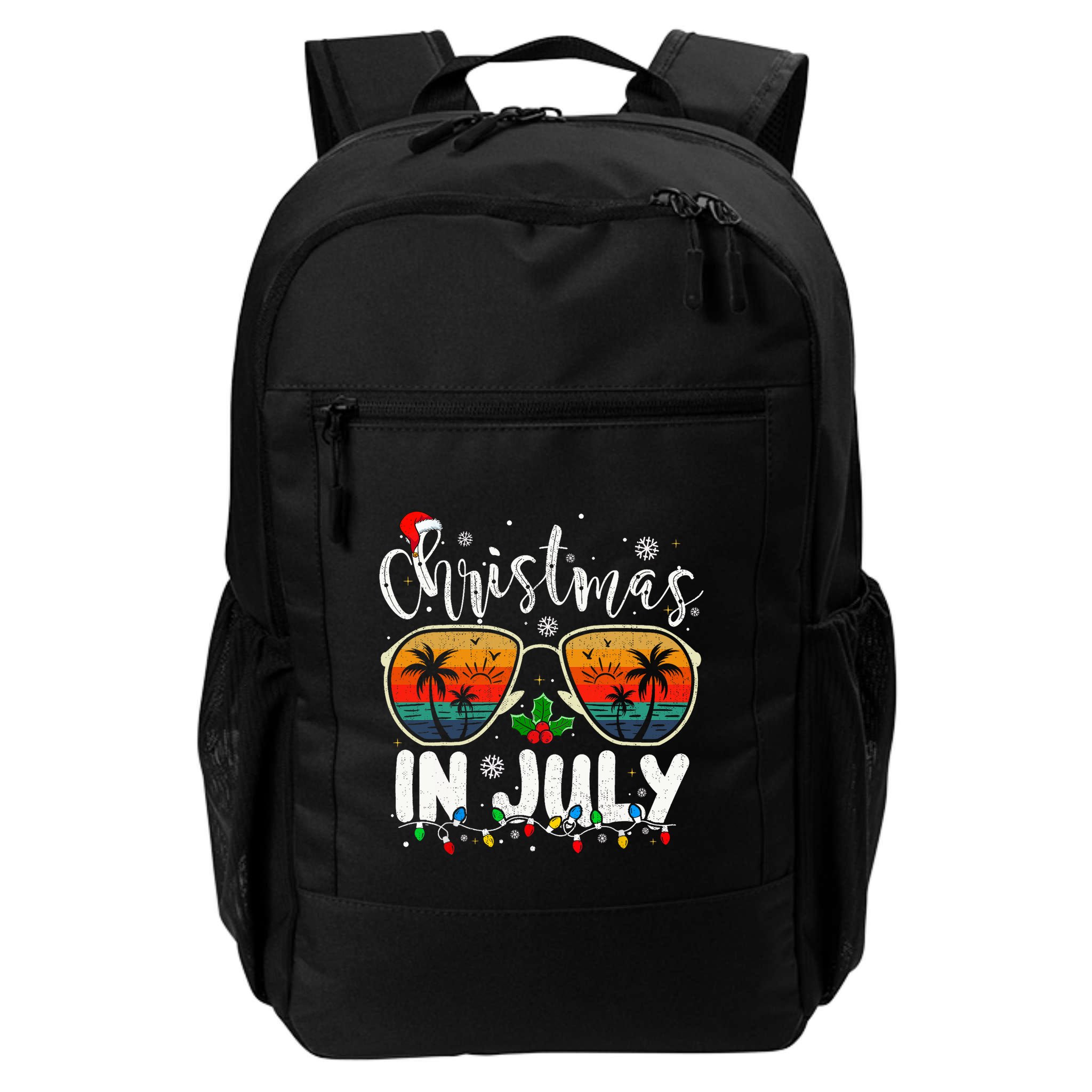Christmas In July Santa Hat Sunglasses Summer Vacation Beach Backpack