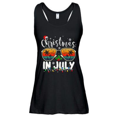 Christmas In July Santa Hat Sunglasses Summer Vacation Beach Ladies Essential Flowy Tank