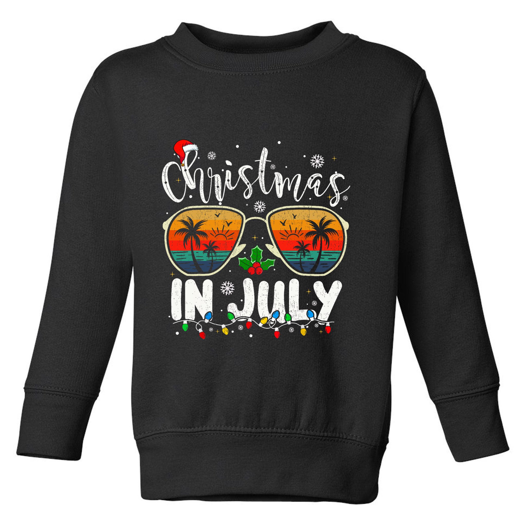 Christmas In July Santa Hat Sunglasses Summer Vacation Beach Toddler Sweatshirt