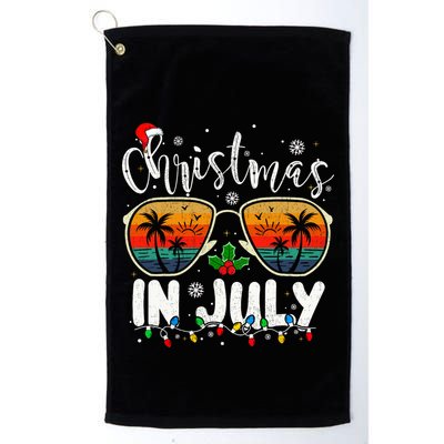 Christmas In July Santa Hat Sunglasses Summer Vacation Beach Golf Towel