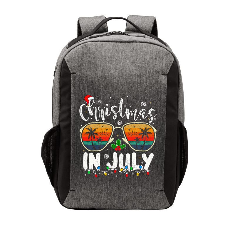 Christmas In July Santa Hat Sunglasses Summer Vacation Beach Vector Backpack