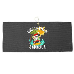 Christmas In Jamaica Dabbing Santa Family Vacation Gift Large Microfiber Waffle Golf Towel