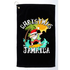 Christmas In Jamaica Dabbing Santa Family Vacation Gift Platinum Collection Golf Towel