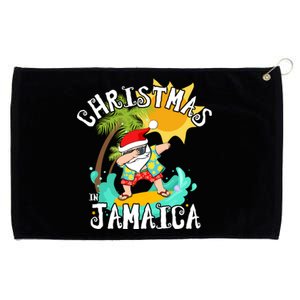 Christmas In Jamaica Dabbing Santa Family Vacation Gift Grommeted Golf Towel