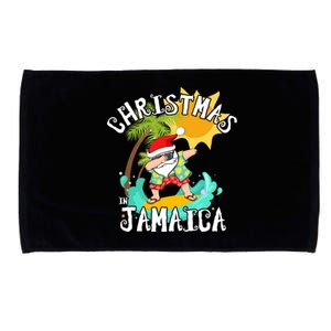 Christmas In Jamaica Dabbing Santa Family Vacation Gift Microfiber Hand Towel