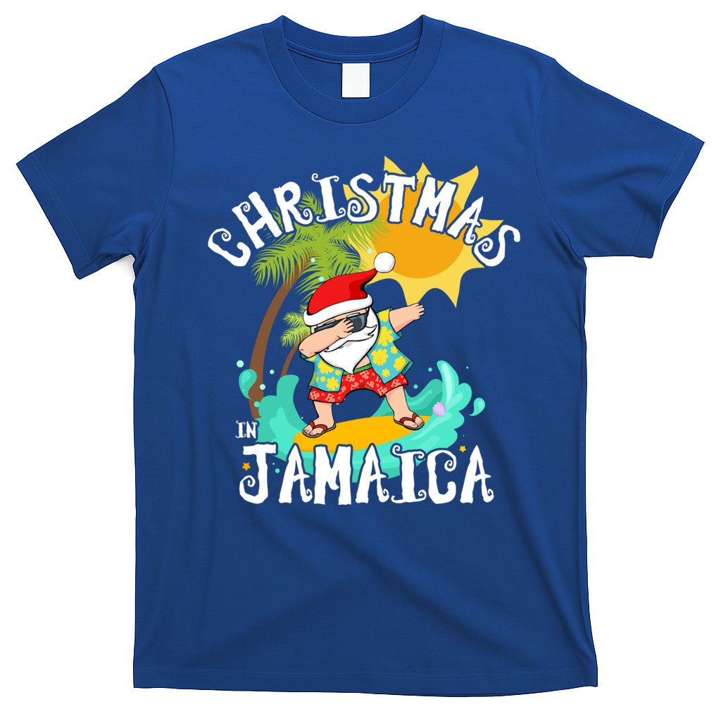 Christmas In Jamaica Dabbing Santa Family Vacation Gift T-Shirt