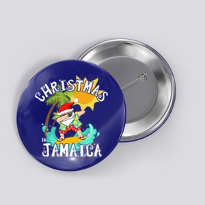 Christmas In Jamaica Dabbing Santa Family Vacation Gift Button