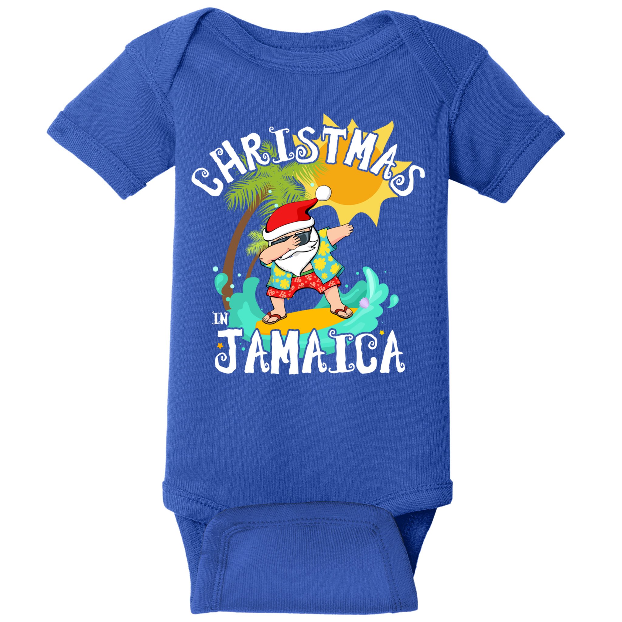 Christmas In Jamaica Dabbing Santa Family Vacation Gift Baby Bodysuit