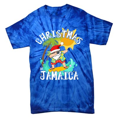 Christmas In Jamaica Dabbing Santa Family Vacation Gift Tie-Dye T-Shirt