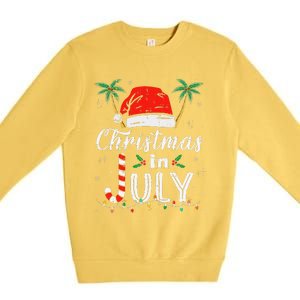 Christmas In July Santa Hat Funny Xmas Premium Crewneck Sweatshirt