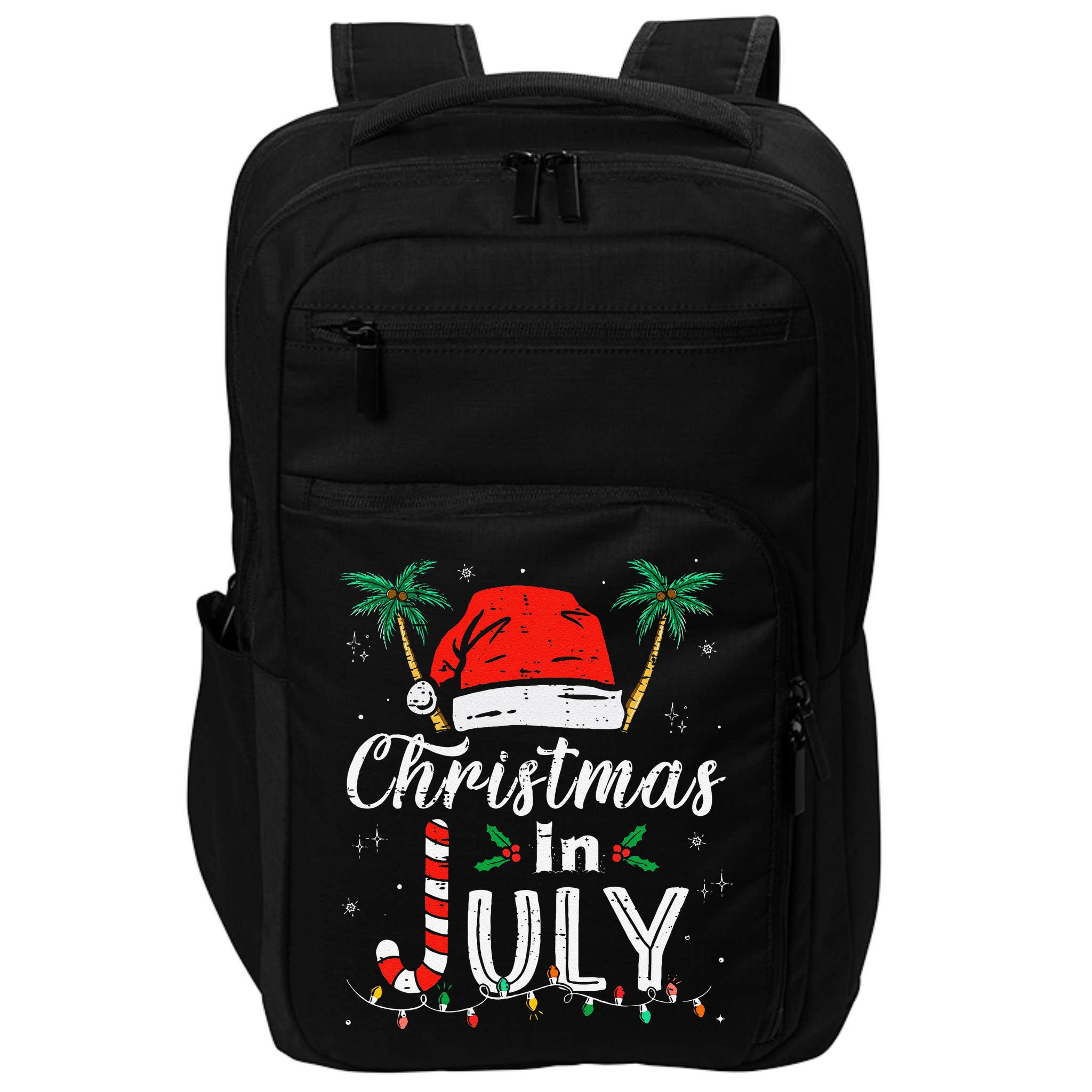 Christmas In July Santa Hat Funny Xmas Impact Tech Backpack