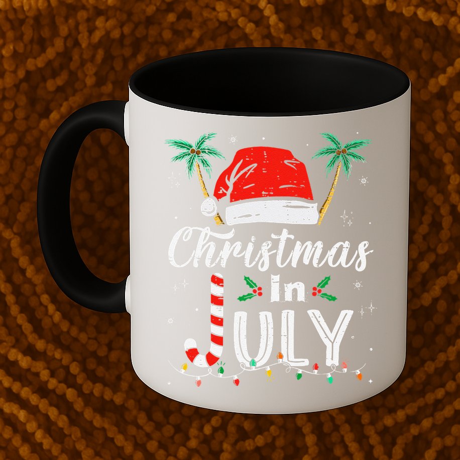 Christmas In July Santa Hat Funny Xmas Mug