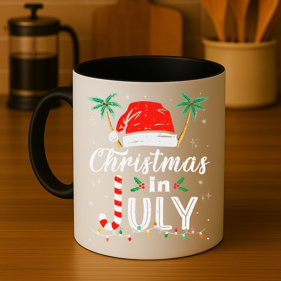 Christmas In July Santa Hat Funny Xmas Mug