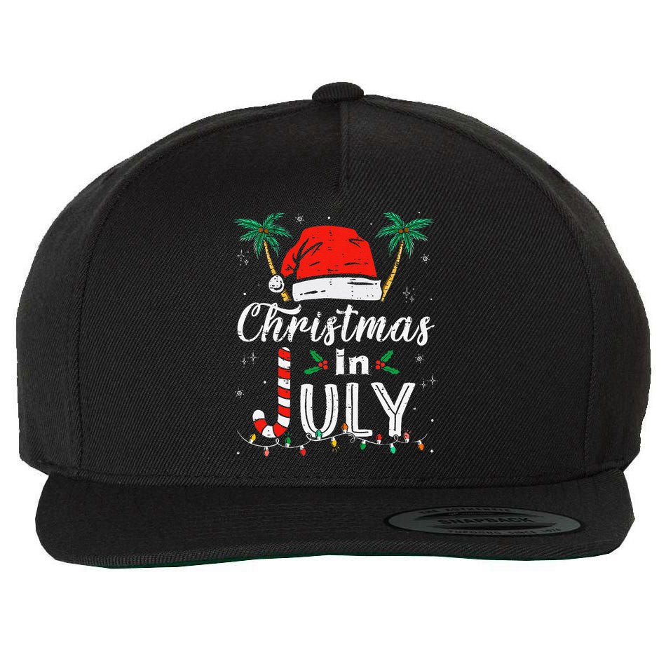 Christmas In July Santa Hat Funny Xmas Wool Snapback Cap