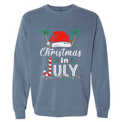 Christmas In July Santa Hat Funny Xmas Garment-Dyed Sweatshirt