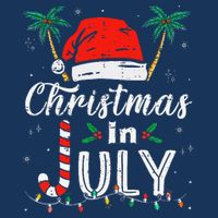 Christmas In July Santa Hat Funny Xmas Cooling Performance Crew T-Shirt