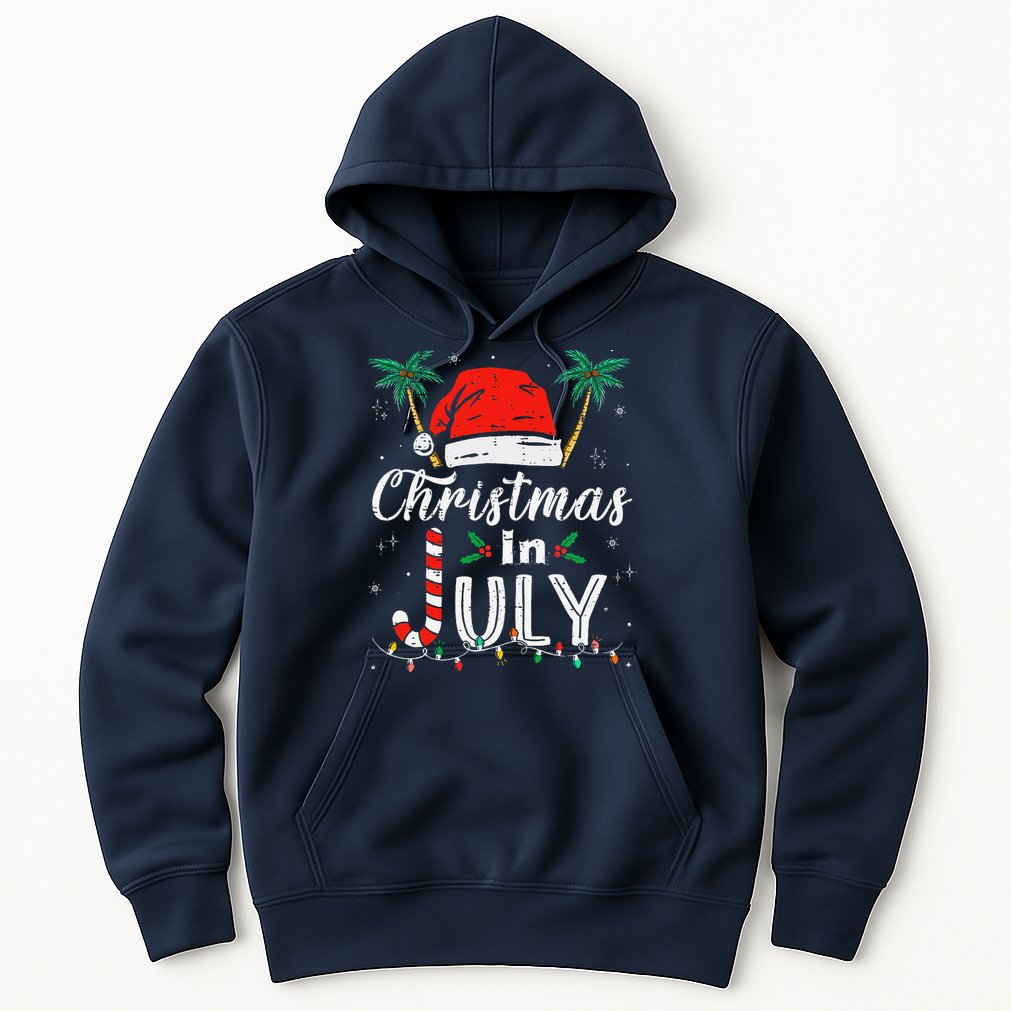 Christmas In July Santa Hat Funny Xmas Hoodie