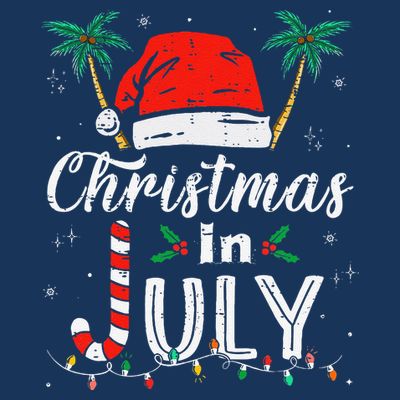 Christmas In July Santa Hat Funny Xmas T-Shirt