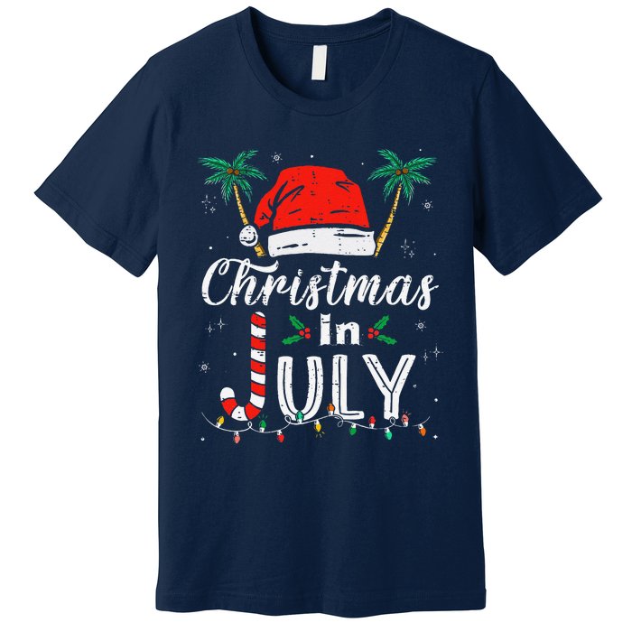 Christmas In July Santa Hat Funny Xmas Premium T-Shirt