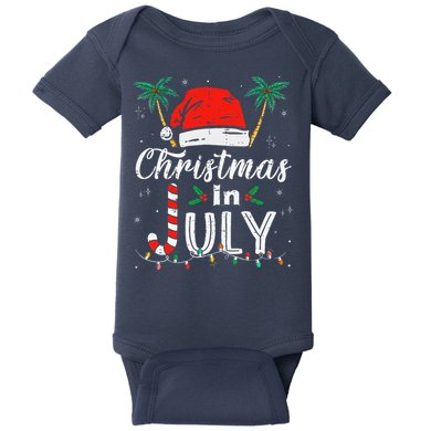 Christmas In July Santa Hat Funny Xmas Baby Bodysuit