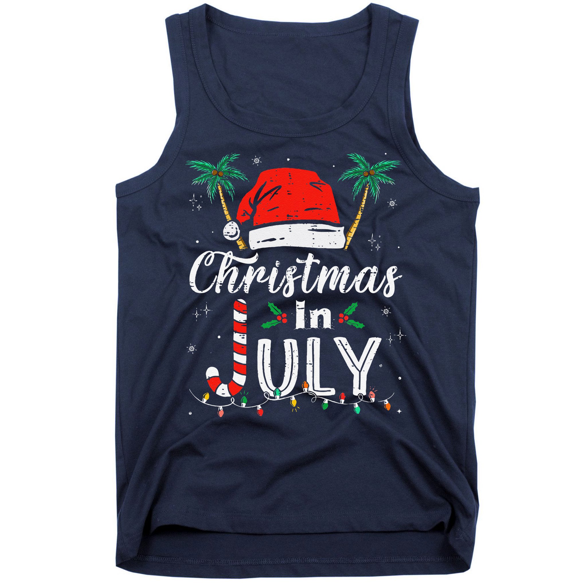 Christmas In July Santa Hat Funny Xmas Tank Top