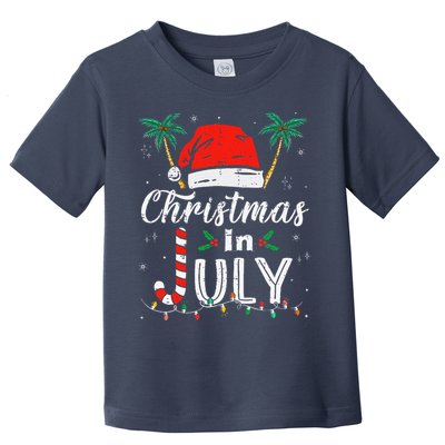 Christmas In July Santa Hat Funny Xmas Toddler T-Shirt