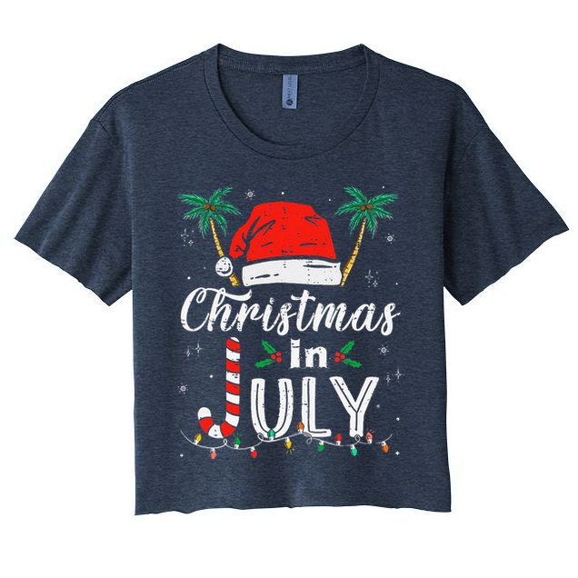 Christmas In July Santa Hat Funny Xmas Crop Top