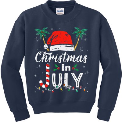Christmas In July Santa Hat Funny Xmas Kids Sweatshirt