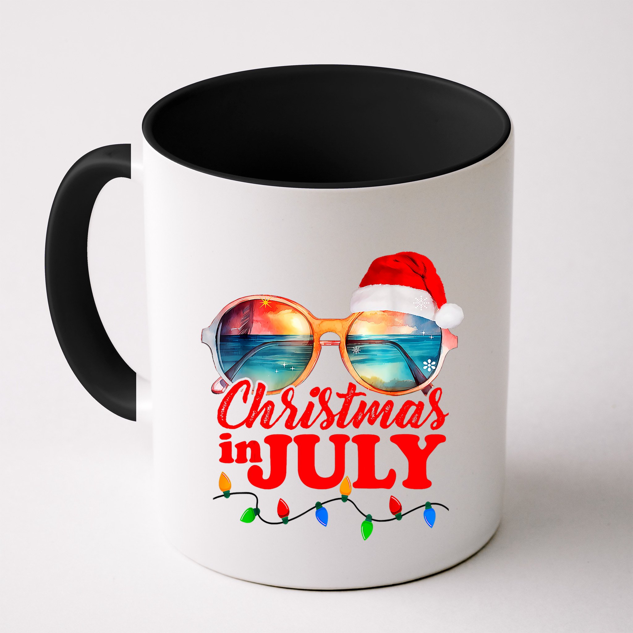 Christmas In July Santa Hat Sunglasses Summer Vacation Beach Mug