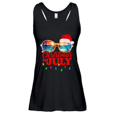Christmas In July Santa Hat Sunglasses Summer Vacation Beach Ladies Essential Flowy Tank