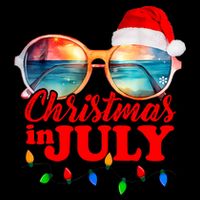 Christmas In July Santa Hat Sunglasses Summer Vacation Beach 16 in Basic Backpack