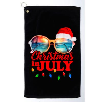Christmas In July Santa Hat Sunglasses Summer Vacation Beach Golf Towel