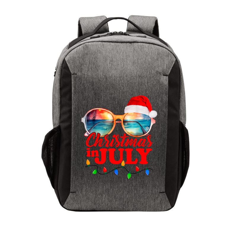 Christmas In July Santa Hat Sunglasses Summer Vacation Beach Vector Backpack