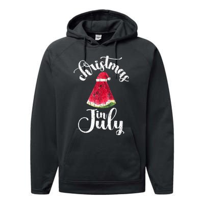 Christmas In July Watermelon Fun Santa Beach Summer Performance Fleece Hoodie