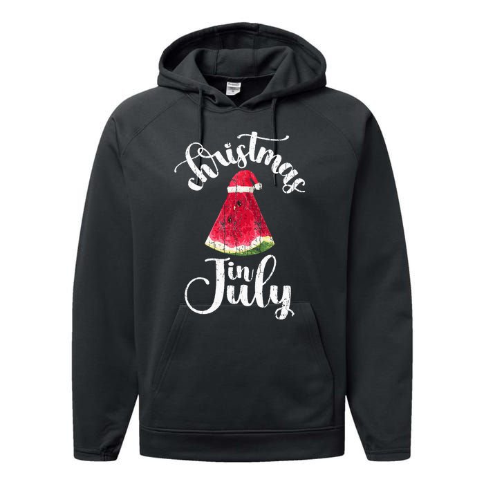 Christmas In July Watermelon Fun Santa Beach Summer Performance Fleece Hoodie