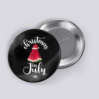 Christmas In July Watermelon Fun Santa Beach Summer Button