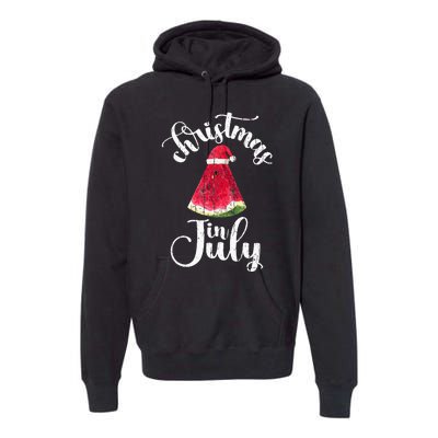 Christmas In July Watermelon Fun Santa Beach Summer Premium Hoodie