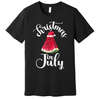 Christmas In July Watermelon Fun Santa Beach Summer Premium T-Shirt