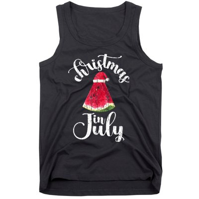 Christmas In July Watermelon Fun Santa Beach Summer Tank Top