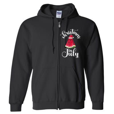 Christmas In July Watermelon Fun Santa Beach Summer Full Zip Hoodie