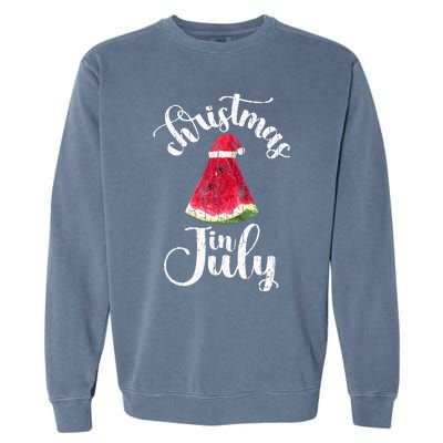 Christmas In July Watermelon Fun Santa Beach Summer Garment-Dyed Sweatshirt