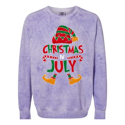 Christmas In July Elf Beach Summer Funny Christmas In July Colorblast Crewneck Sweatshirt