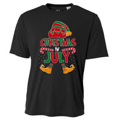 Christmas In July Elf Beach Summer Funny Christmas In July Cooling Performance Crew T-Shirt