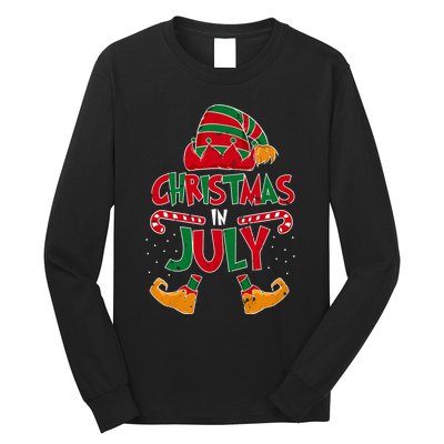 Christmas In July Elf Beach Summer Funny Christmas In July Long Sleeve Shirt